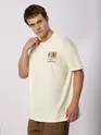 Cream Stamps Printed Oversized T-Shirt